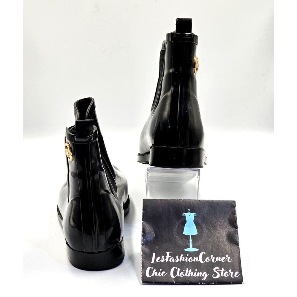 Michael Kors Women's Black Rubber Waterproof Chelsea Rain Boots Size 8 2378 - Picture 6 of 16